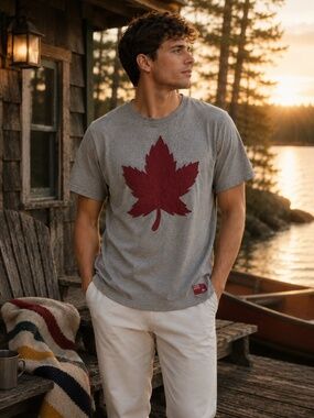 Hudson’s Bay Gray Maple Leaf Olympic Team Canada Tee Men’s L HBC